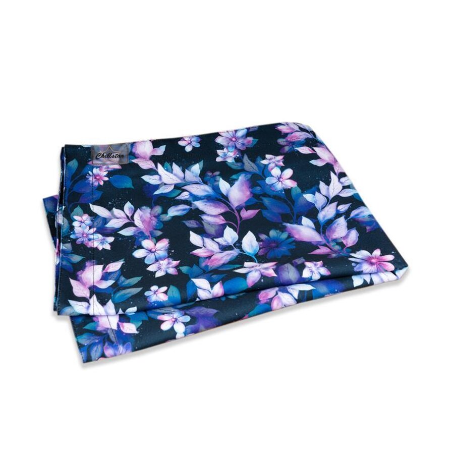 Chillstar Sitzsackbezug Aquarell Blätter und Blüten Mint Lila Navy für Sitzsack 130 Liter | 90 x 135 cm