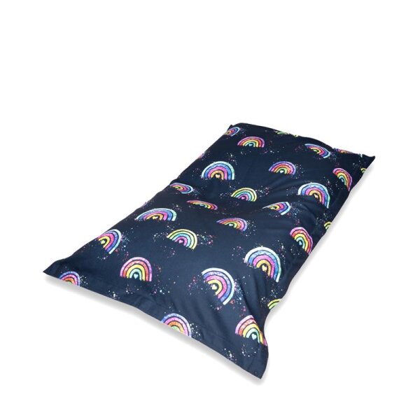 Chillstar Sitzsackbezug Glitter Look Rainbow Navy für Sitzsack 130 Liter | 90 x 135 cm