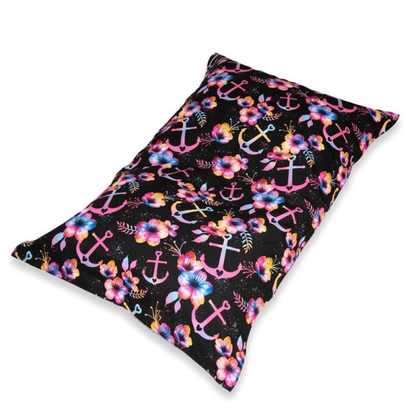 Chillstar XXL Sitzsackbezug Maritime Blossoms Regenbogen Schwarz für XXL Sitzsack 330 Liter | 135 x 175 cm