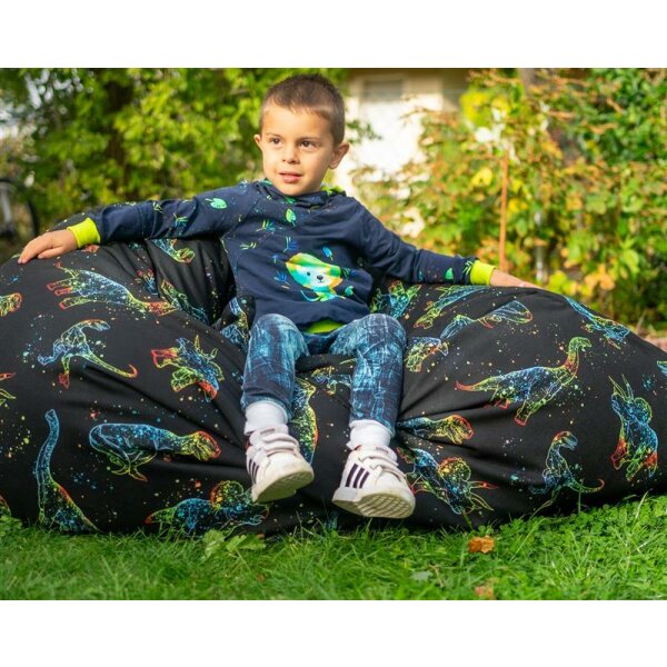 Chillstar bedruckter Sitzsack XXL Dino Outlines bunt | 330 Liter  135 x 175 cm